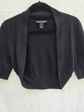 White House Black Market Black Cropped Open-Front Sweater